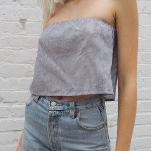 Striped strapless cropped top